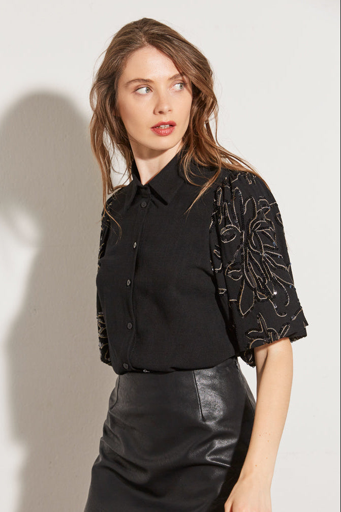 CHEMISIER À MANCHES BRODÉES
