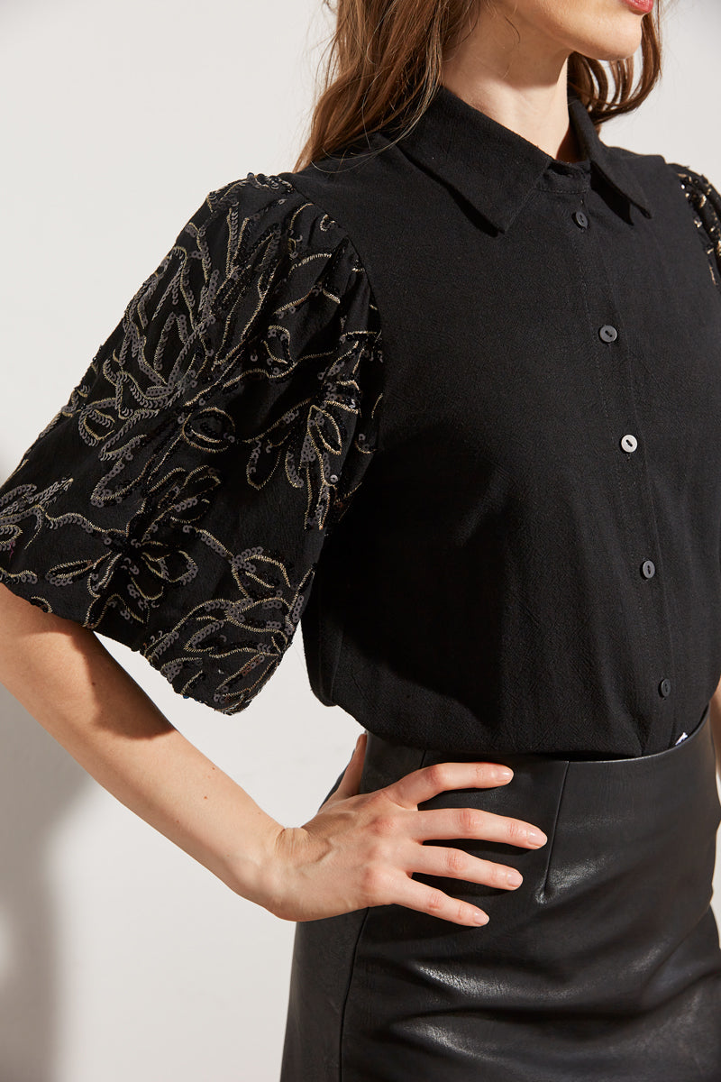 CHEMISIER À MANCHES BRODÉES