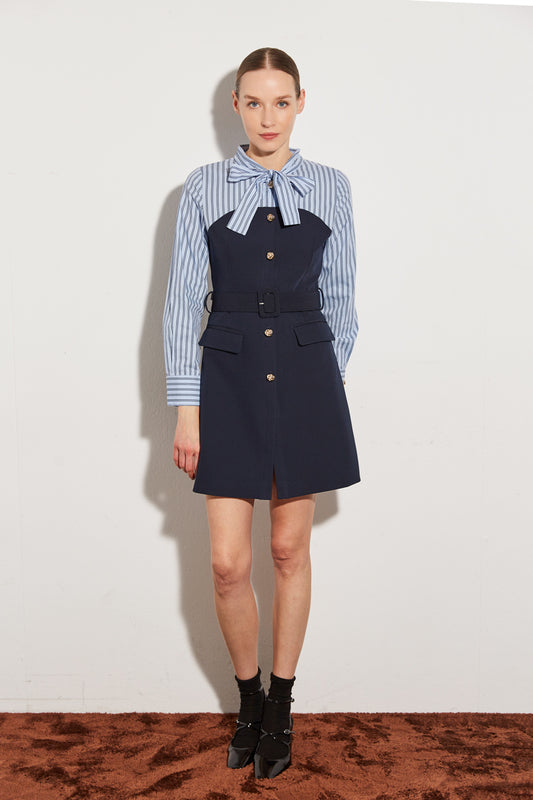 ROBE BI MATIERE A RAYURES