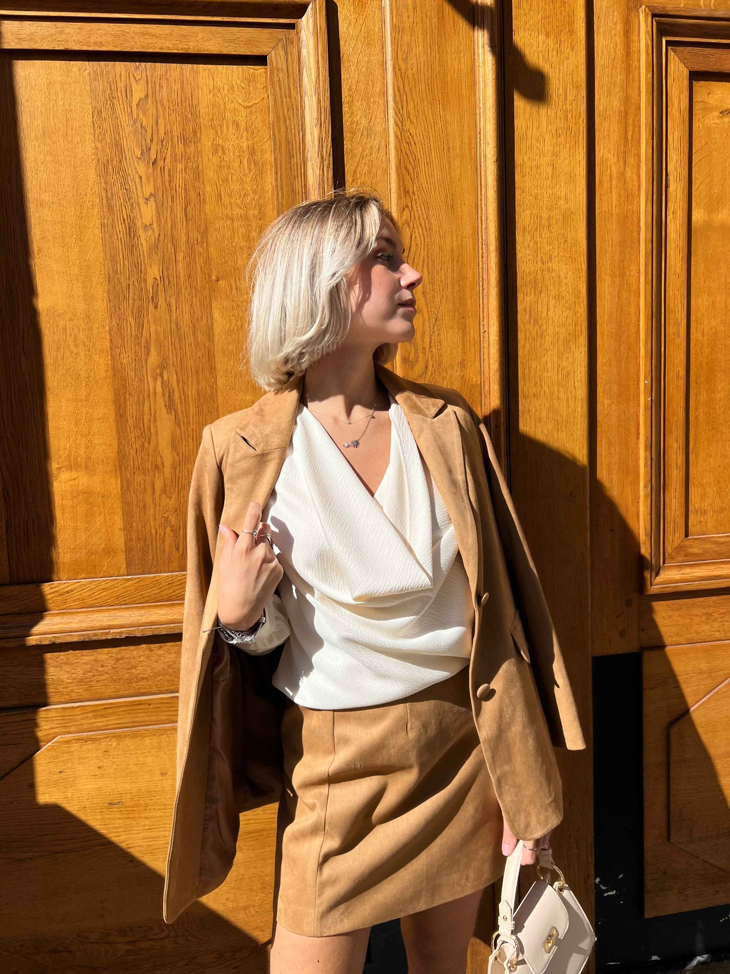 Satin Sleeveless Blazer