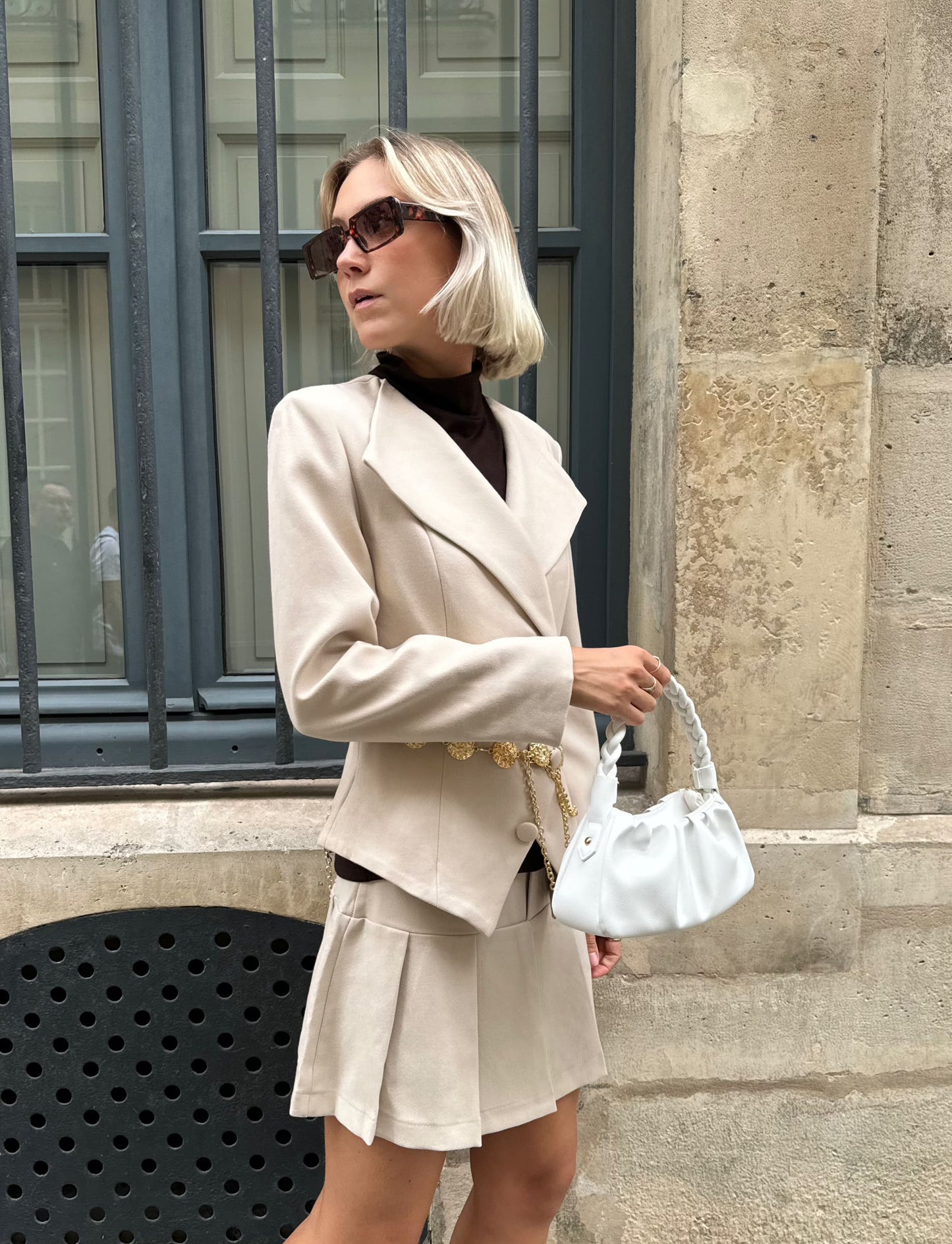 Satin Sleeveless Blazer