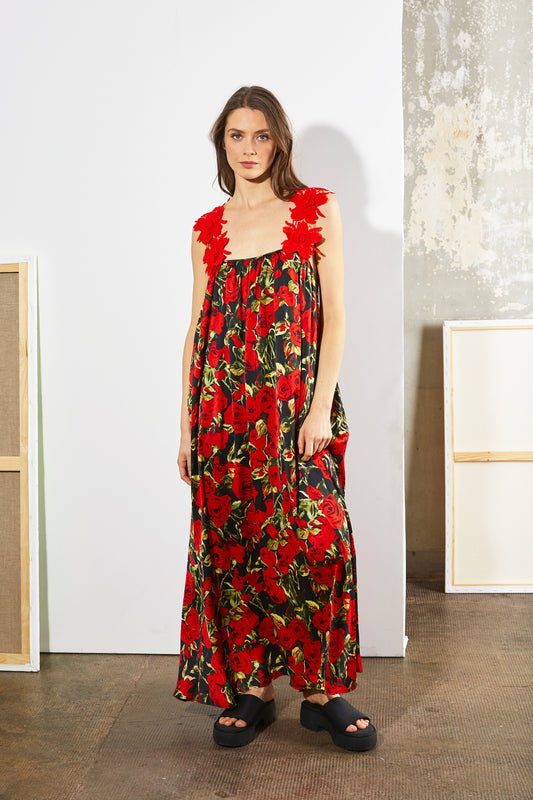 RED FLOWER DRESS