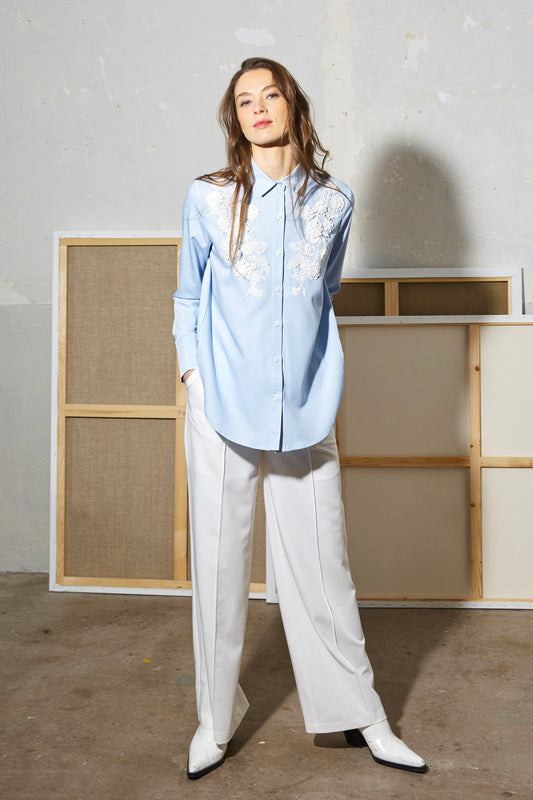 CHEMISE DENTELLE BLEUE