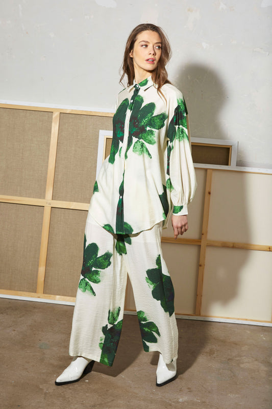 CHEMISE FLEURIE VERTE