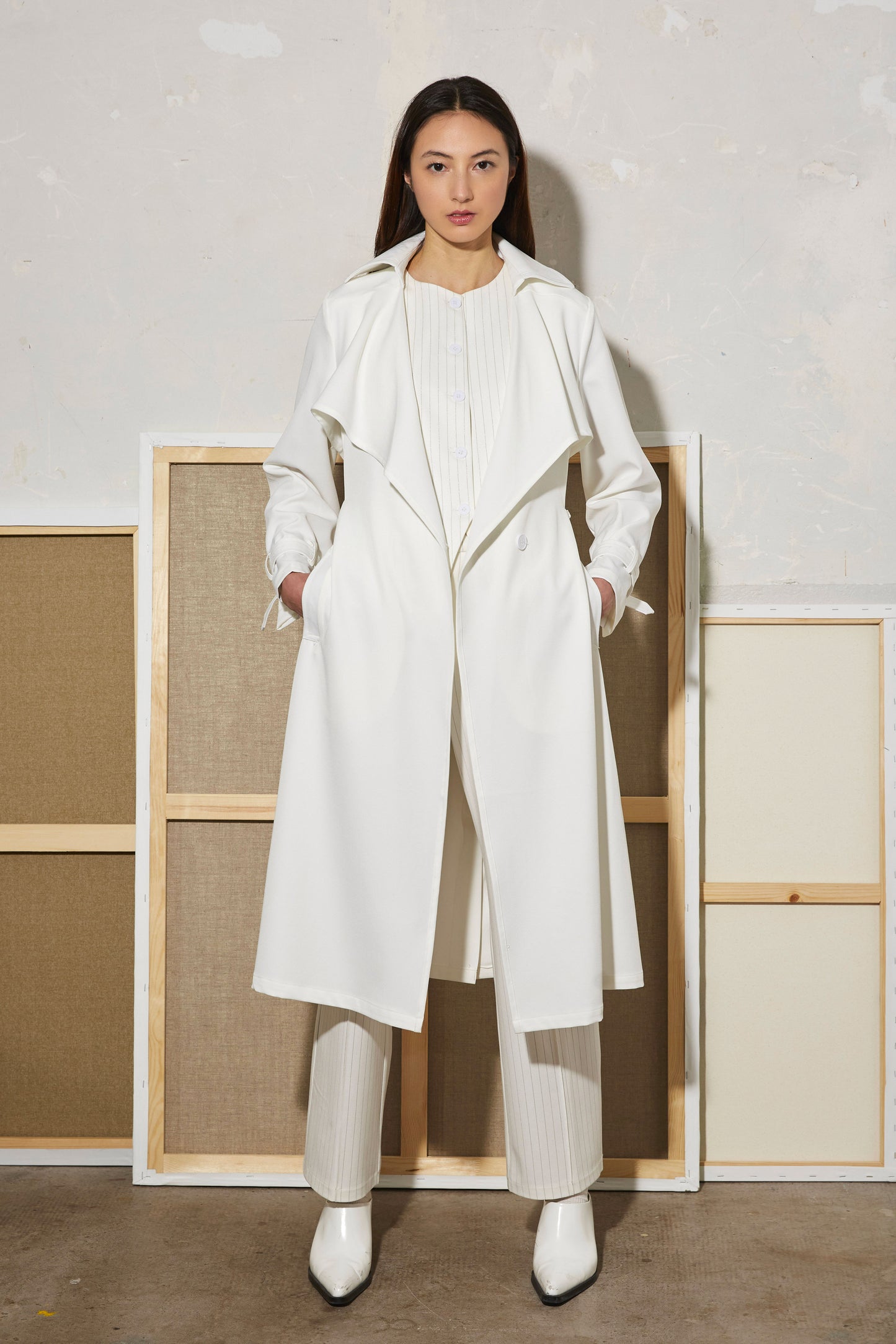 TRENCH BLANC COL VOLANT