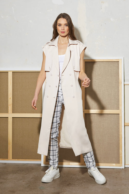 BEIGE SLEEVELESS TRENCH