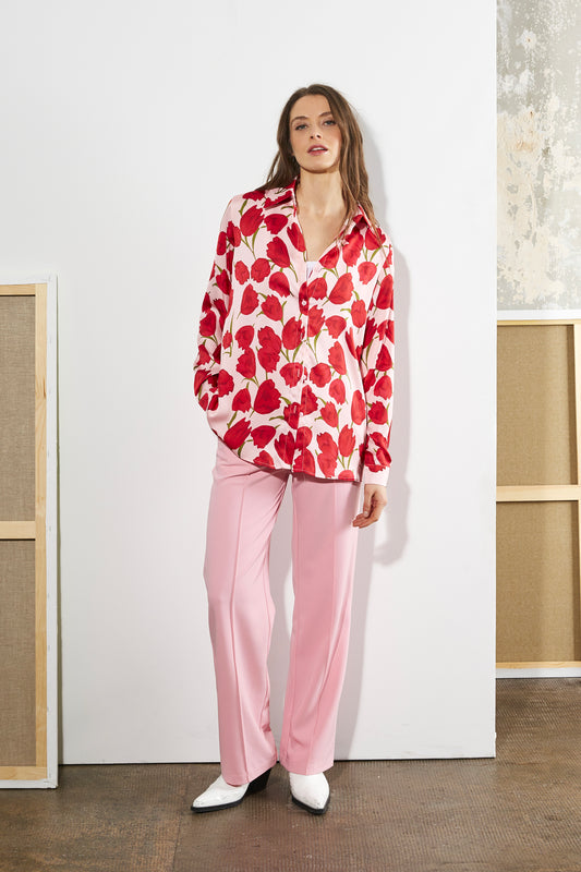 PANTALON À TAILLEUR ROSE