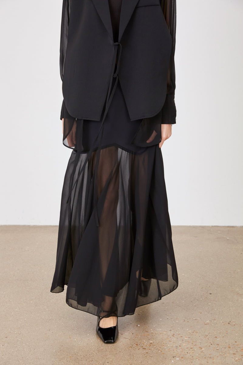 JUPE BI-MATIÈRE VOILE