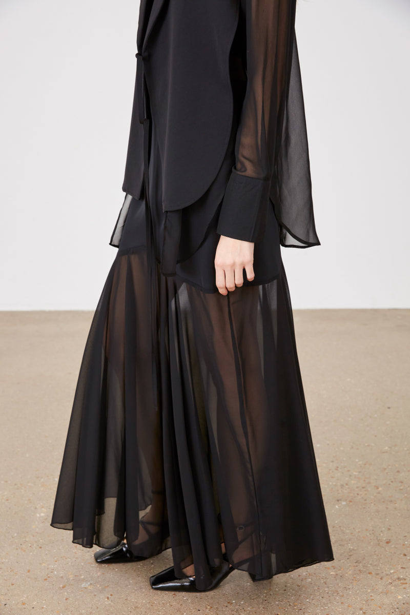 JUPE BI-MATIÈRE VOILE