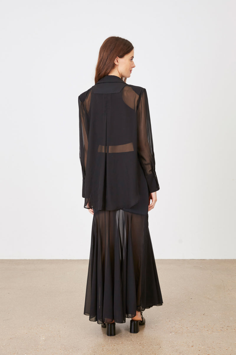 JUPE BI-MATIÈRE VOILE