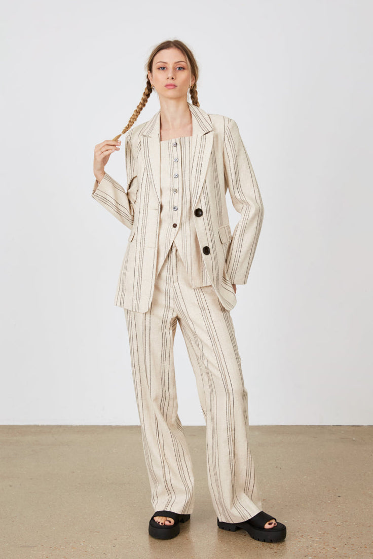 BLAZER EN LIN À RAYURES