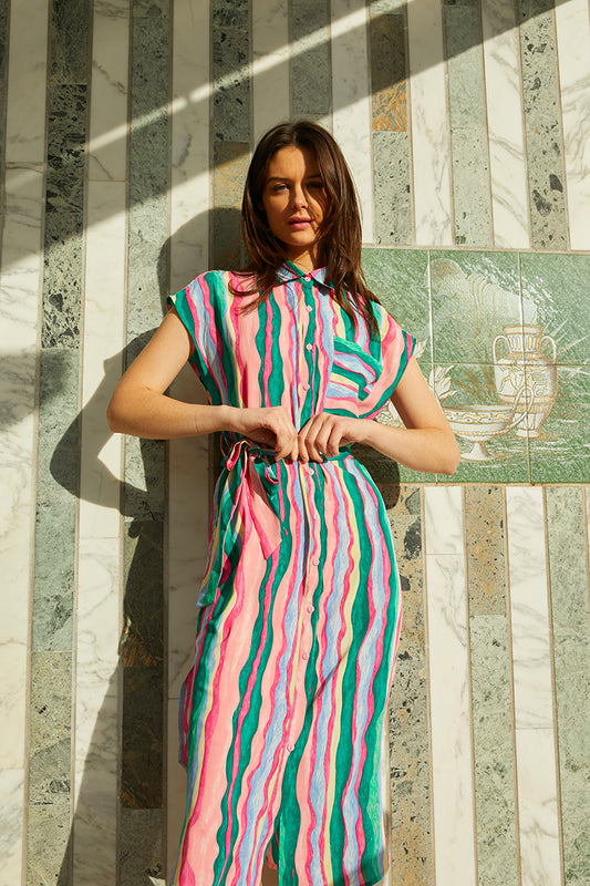 ROBE À RAYURES SANS MANCHES
