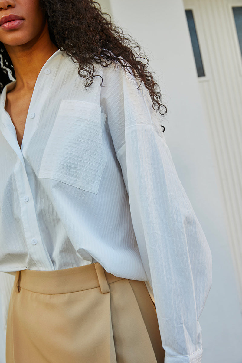 CHEMISE BLANCHE OVERSIZE À RAYURES